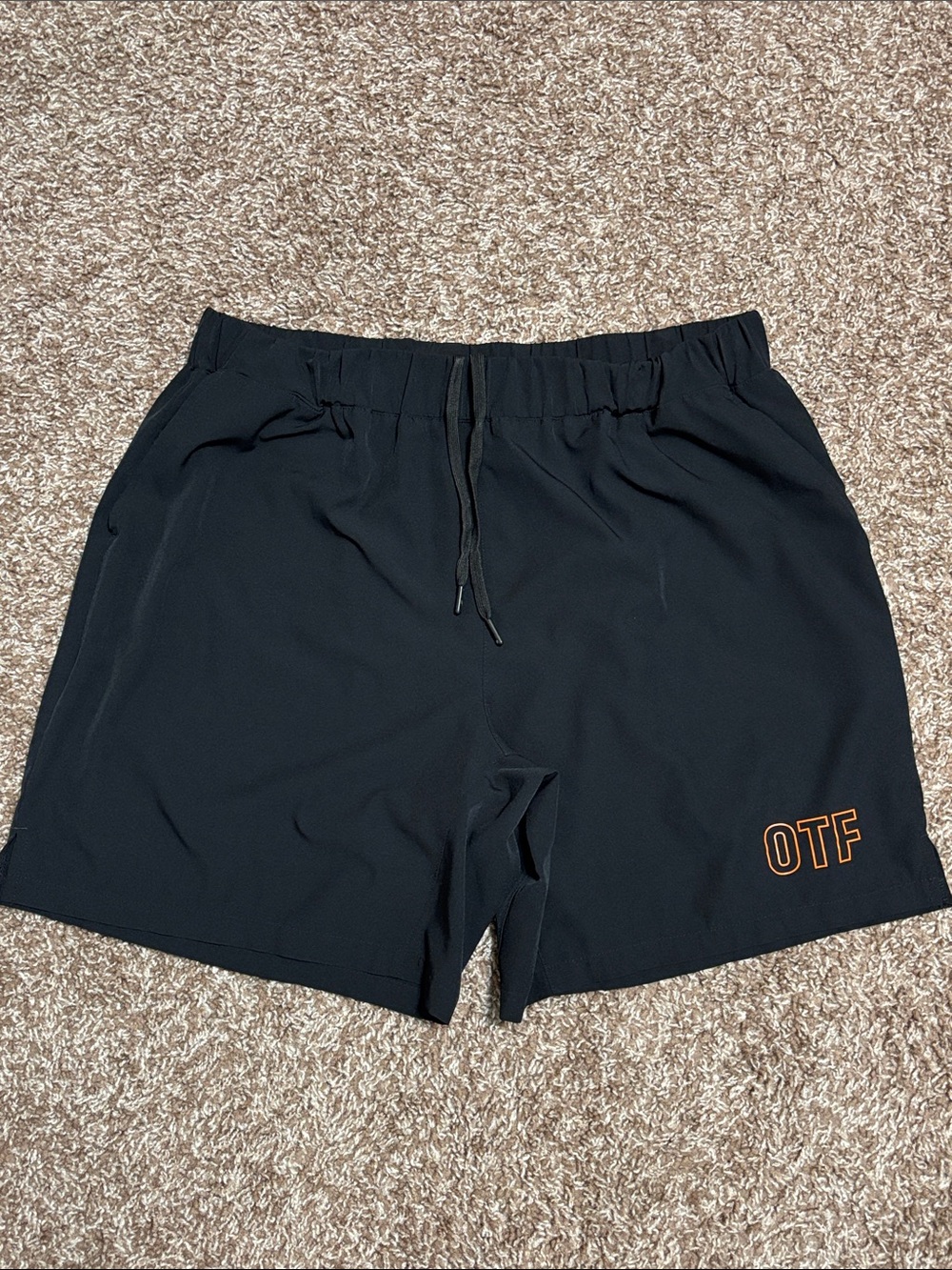 Orangetheory Black Athletic Shorts with Orange OTF Logo